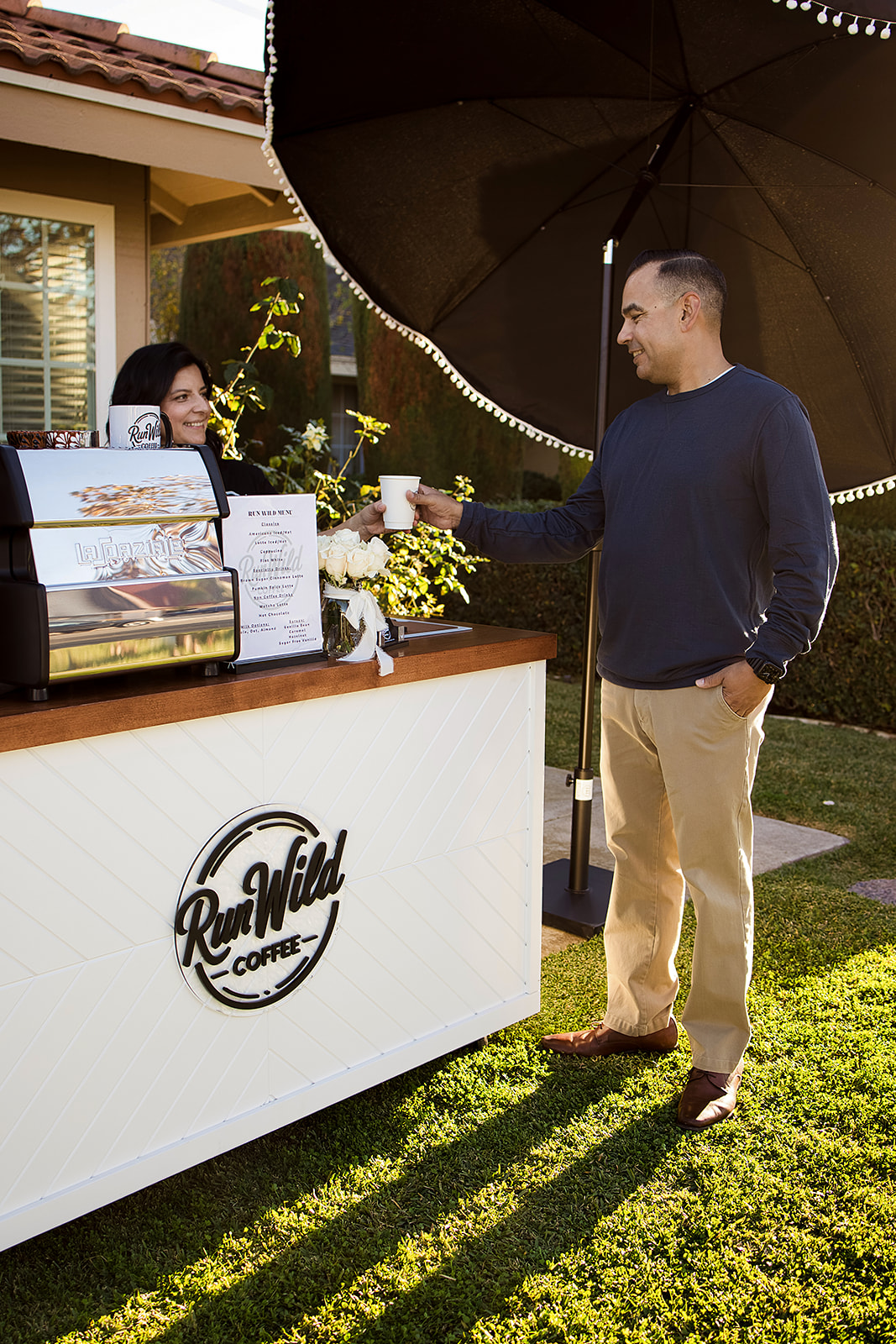 Drinks ready to serve on the Run Wild Coffee cart